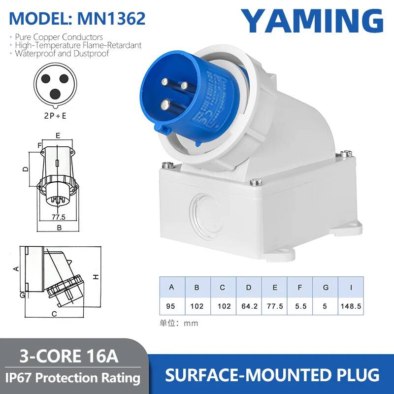 Waterproof IP67 Reverse Industrial Plug Aviation Socket Three-Phase 16/32A Connector 3-Pin 4-Pin 5-Pin Concealed Flush