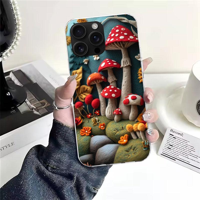 Colorful Mushroom Soft Phone Case For IPhone 11 17 Air 16E 16 Pro Max 15 + 14 Plus 13 Mini 12 Apple 7 SE 8 Fundas Coque 11 17 Ai