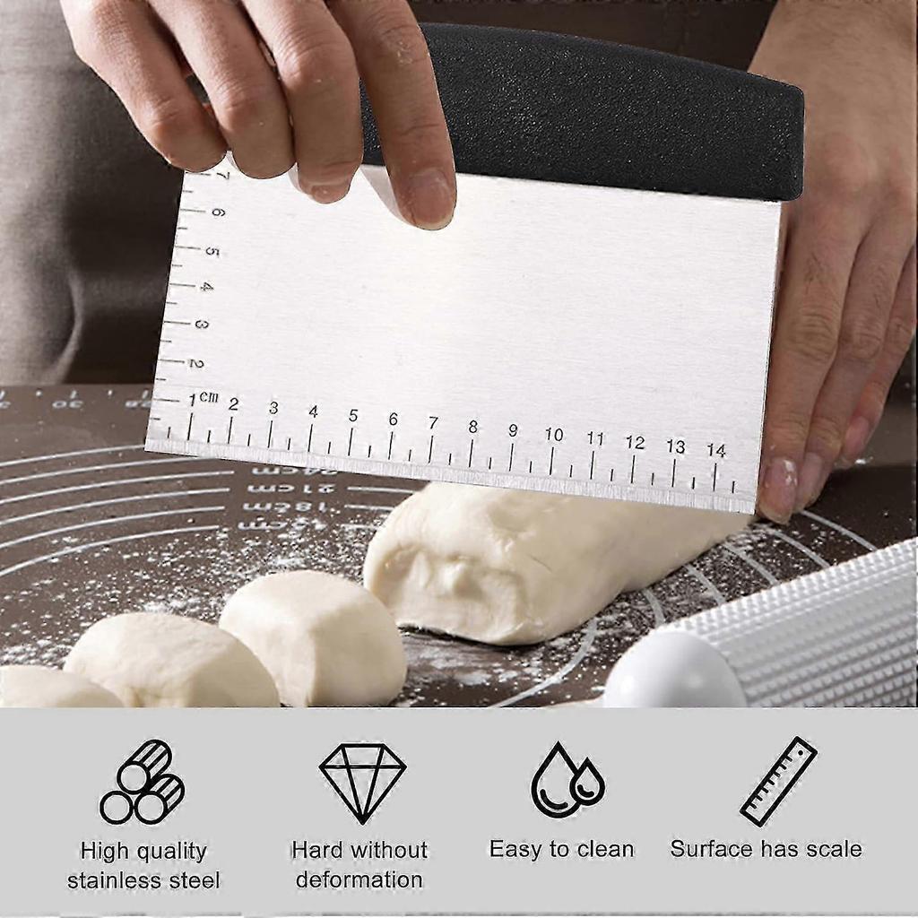 Machine scraping kitchen, dough scraper, bench scraper for bread, can be used for cooking and cooking, multi -purpose kitchen appliances, small, black