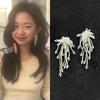Elegant Dangle Earrings With Glittering Beaded Tassels Sensitive Skin Friendly Alloy Jewelry For Daily Wear