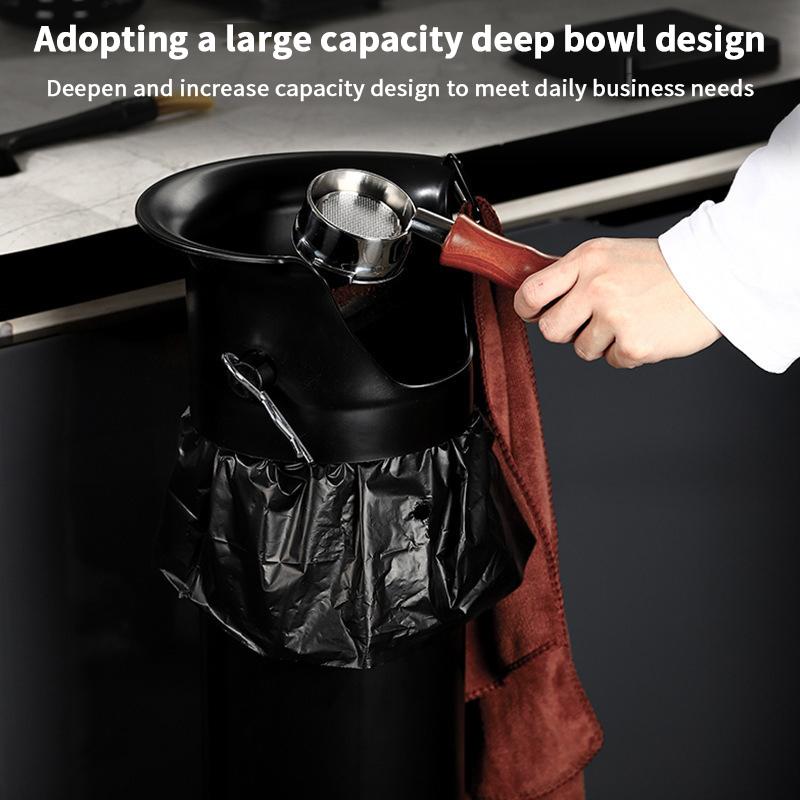 Large Capacity Coffee Knock Bucket With Towels Espresso Coffee Grounds Container Floor Collector Standing Tall Knock Trash Can