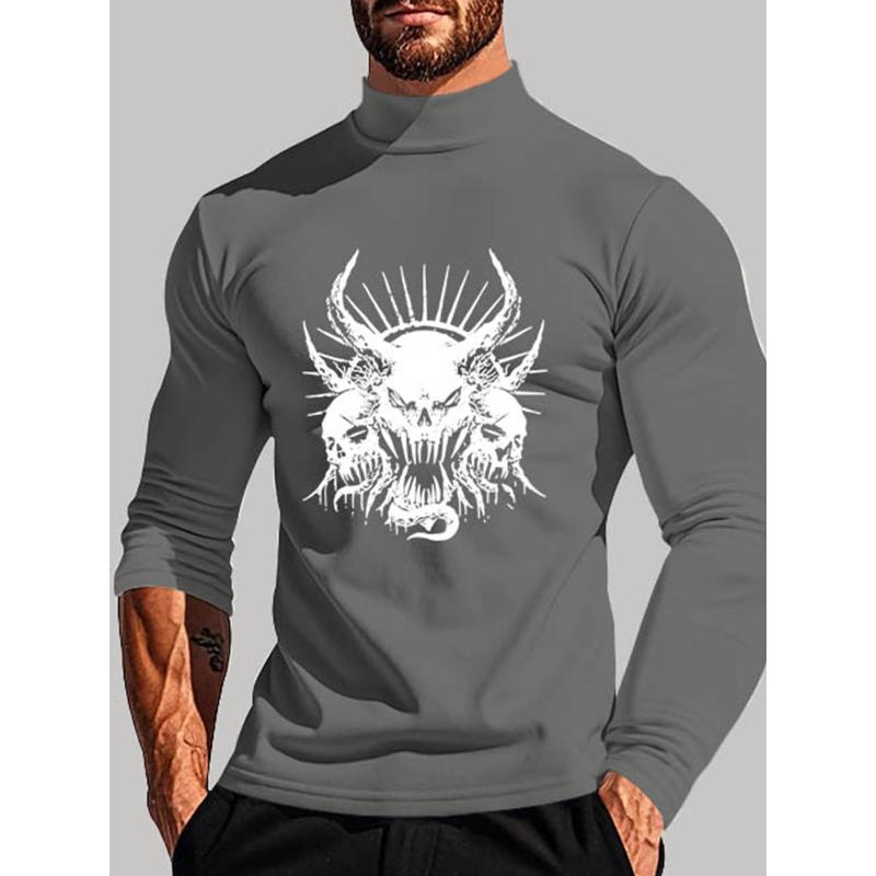 Men s Polyester Mock Neck Long Sleeve Top, Great for Spring Daily Wear S