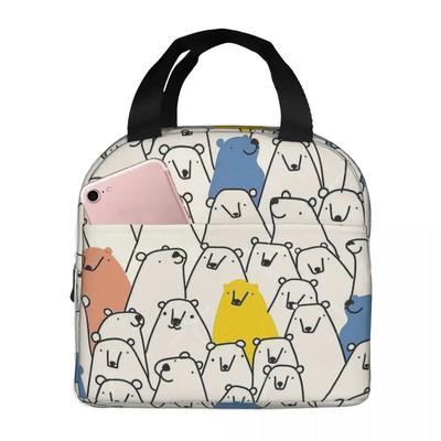 Bärenmuster Tragbare Lunchtasche Tier-Meme Eis-Kühlpack Isolierung Picknick Lebensmittelaufbewahrungsbeutel