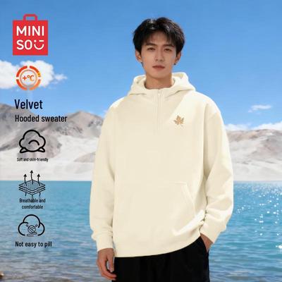 Men's Plush American Casual Hooded Half-Zip Sweatshirt