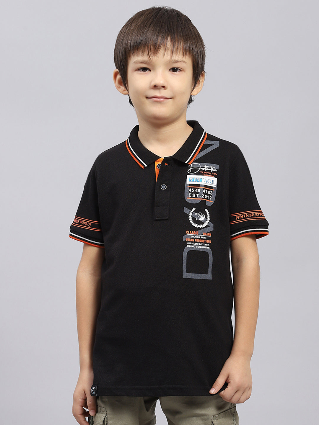 Monte Carlo Boy Regular Fit Black Tshirt 4-5 Years