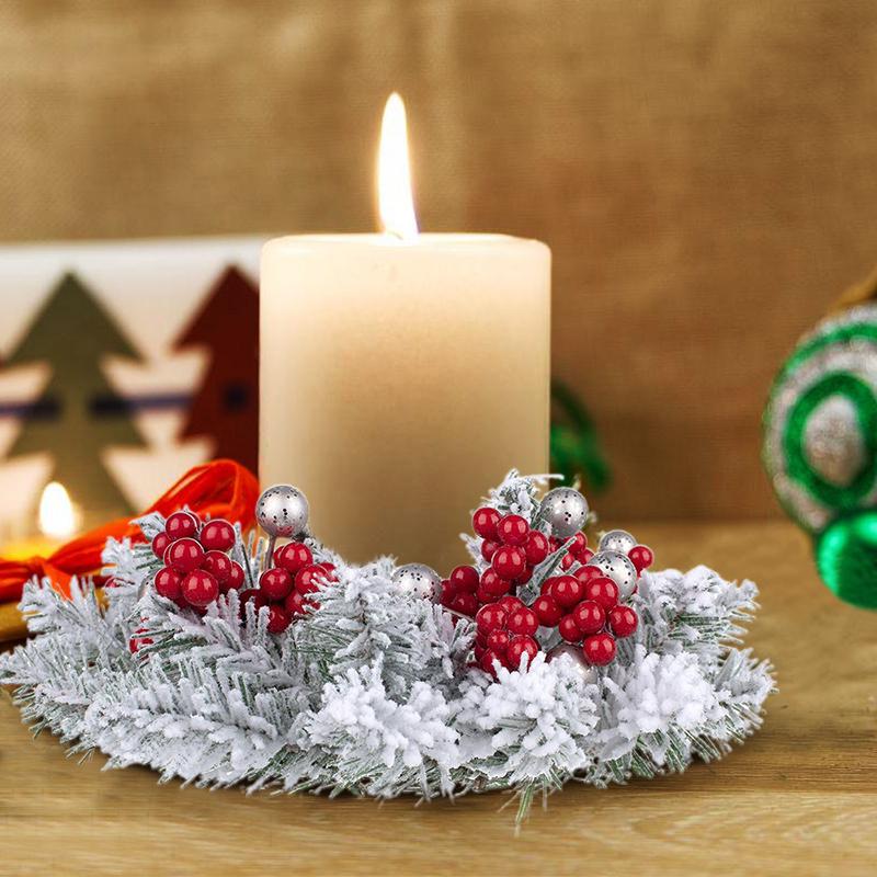 1PC Tabletop Decor Christmas Holiday Centerpiece Christmas Wreath With Candle Holder