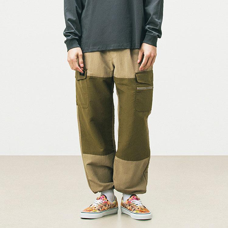 Vans Color Block Cargo Tapered Woven Pants Men bottoms Brown VN0A5EAZH3G