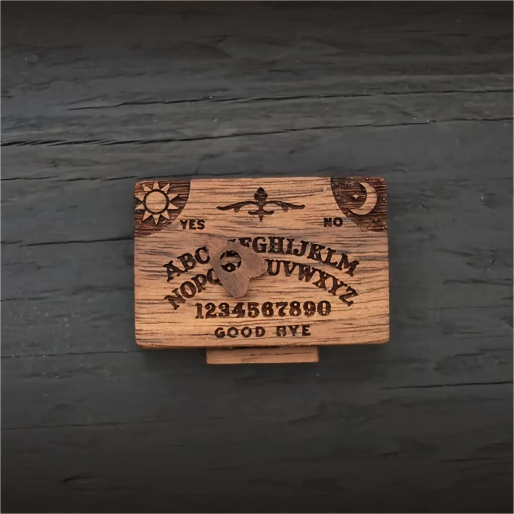 Mini Ouija lenta su stalčiuku Medinė miniatiūrinė dvasinė lenta Miniatiūros su planšetėmis Emocinė meilė Stalčius Namų dekoracija