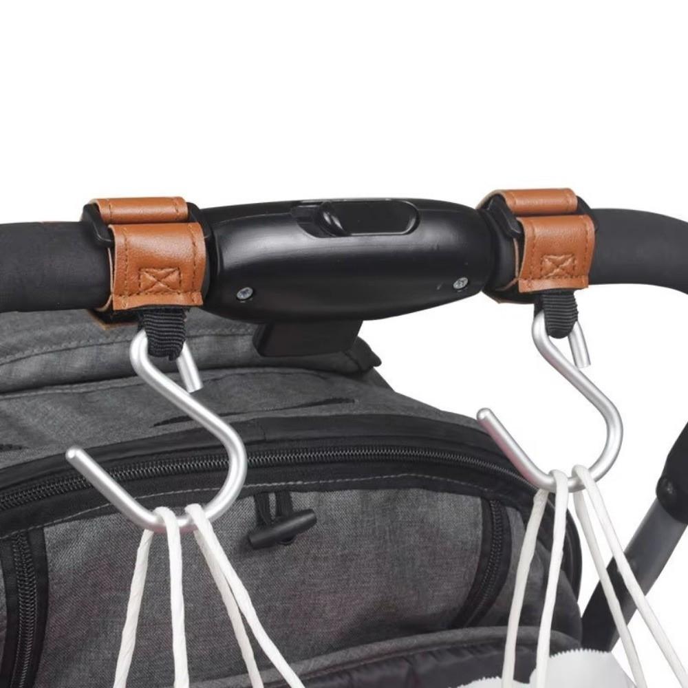 Universal Alloy Baby Stroller Hook Hanging Multifunctional Leather Hook S-shaped Hook For Diaper Bags