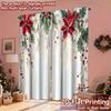 2pcs Charming Poinsettia Pattern Curtains   Romantic Design Light - Filtering Polyester Curtains for Christmas Home Windows