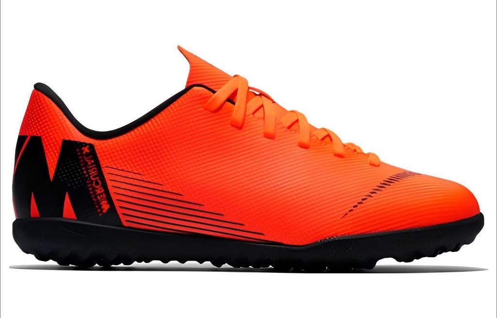 Nike Mercurial Vapor 12 Club Turf Slip Resistant Cushioning Low top Kids' Soccer Shoes Orange Black Kids' AH7355-810