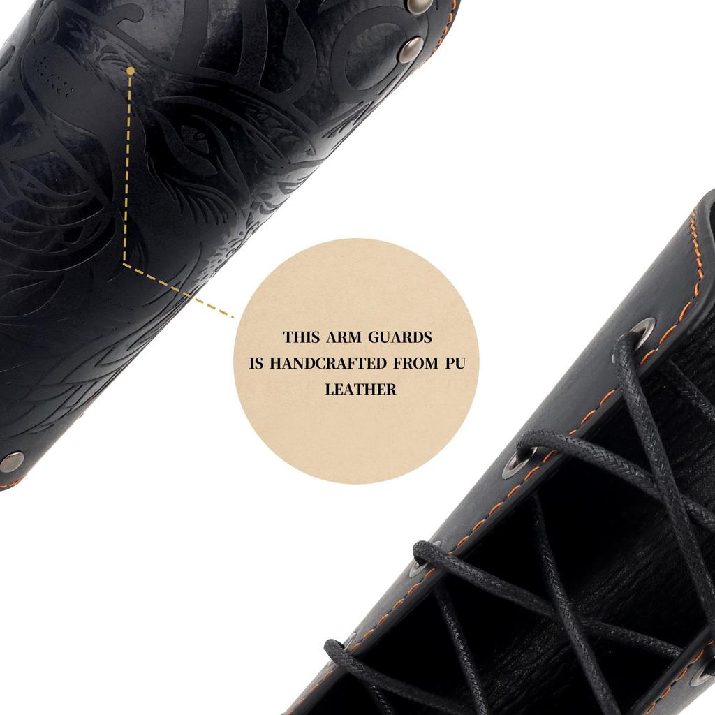 Viking Wolf Totem Leather Wristband - Embossed Medieval Warrior Protective Gear