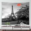 Retro Paris Eiffel Tower Chic Mural Printing Pattern Tapestry Home Living Room Bedroom Wall Decor Background Cloth Tapestry