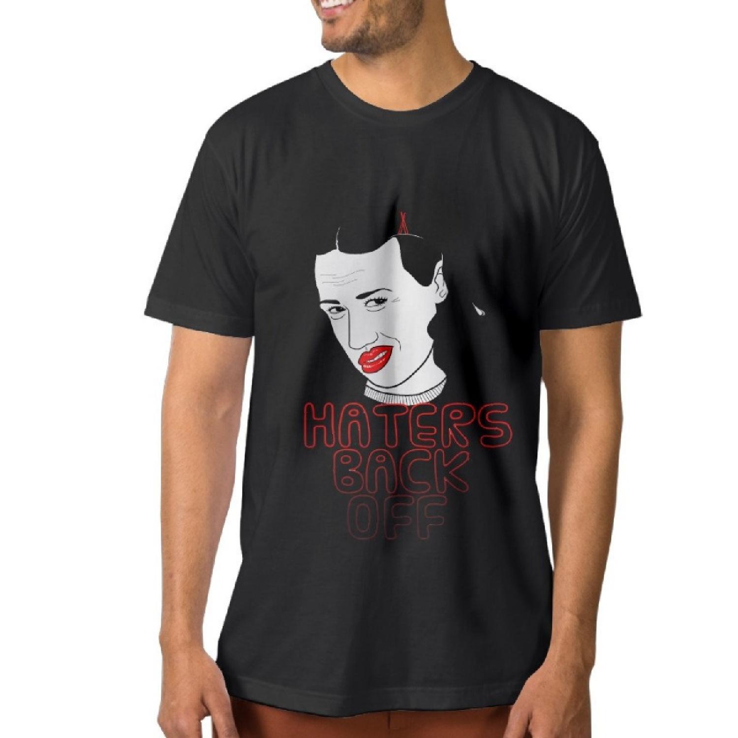 LINNA Men s Cotton Short Sleeve T Shirts Hater Television Back Off 3X Black S