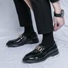 Men's Business Shoes Patent Leather Stone Pattern Mens Dress Loafers Slip-On Round Toe Wedding Party Shoes Size 38-45 Men Flats