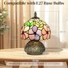 Tiffany-Style Table Lamp with Sculpted Dragonfly Base, Handcrafted Antique Stained Glass Bedside Lamp for Living Room and Bedroom, E27 Socket, Pink