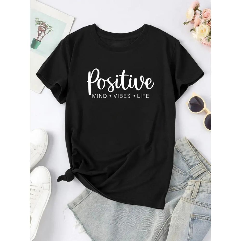 

Letter Print Crew Neck T-shirt Casual Short Sleeve T-shirt For Spring Summer Women s Clothing M