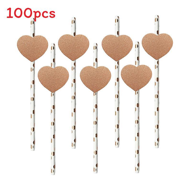 Degradable Heart Party Straws For Weddings And Celebrations With Creative Dessert Decor
