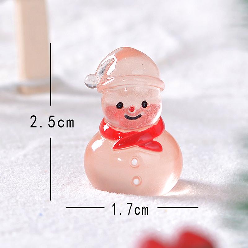 1Pc Luminous Micro Landscape Snowman Ornaments Diy Resin Christmas Garden Decoration Outdoor Patio Lawn Yard Garden Accessories