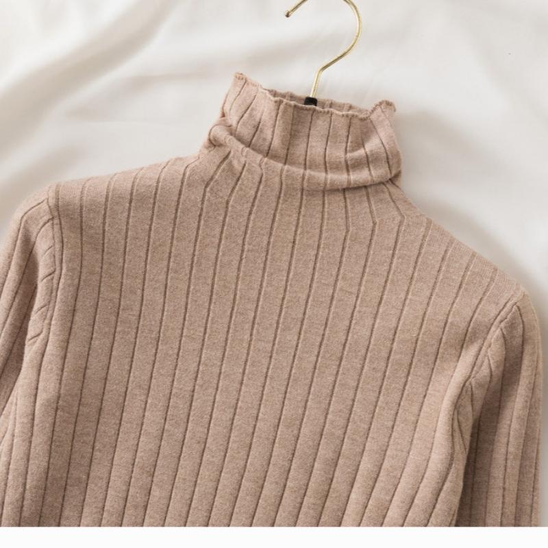 Autumn Women's Sweaters Solid Slim Fit Long Sleeve Casual Base Pullovers Sweater Women Elegant Half High Collar Casual Ladies Winter Jumpers 25485