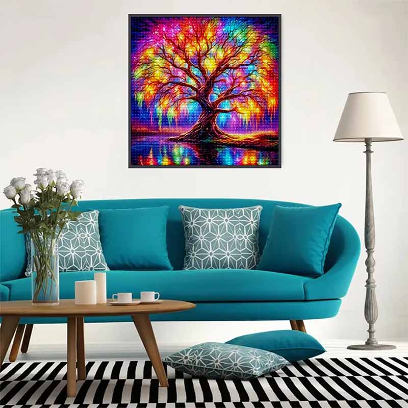 New Arrival 5D DIY Full Circle Diamond Painting "Colorful Tree" Embroidery Cross Stitch Home Decor Gift