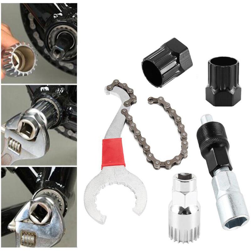 Bicycle Repair Tool Kit Mountain Road Bike Chain Whip Pedal Wrench Crank Puller Removal Multi-Function Bike Maintenance Set