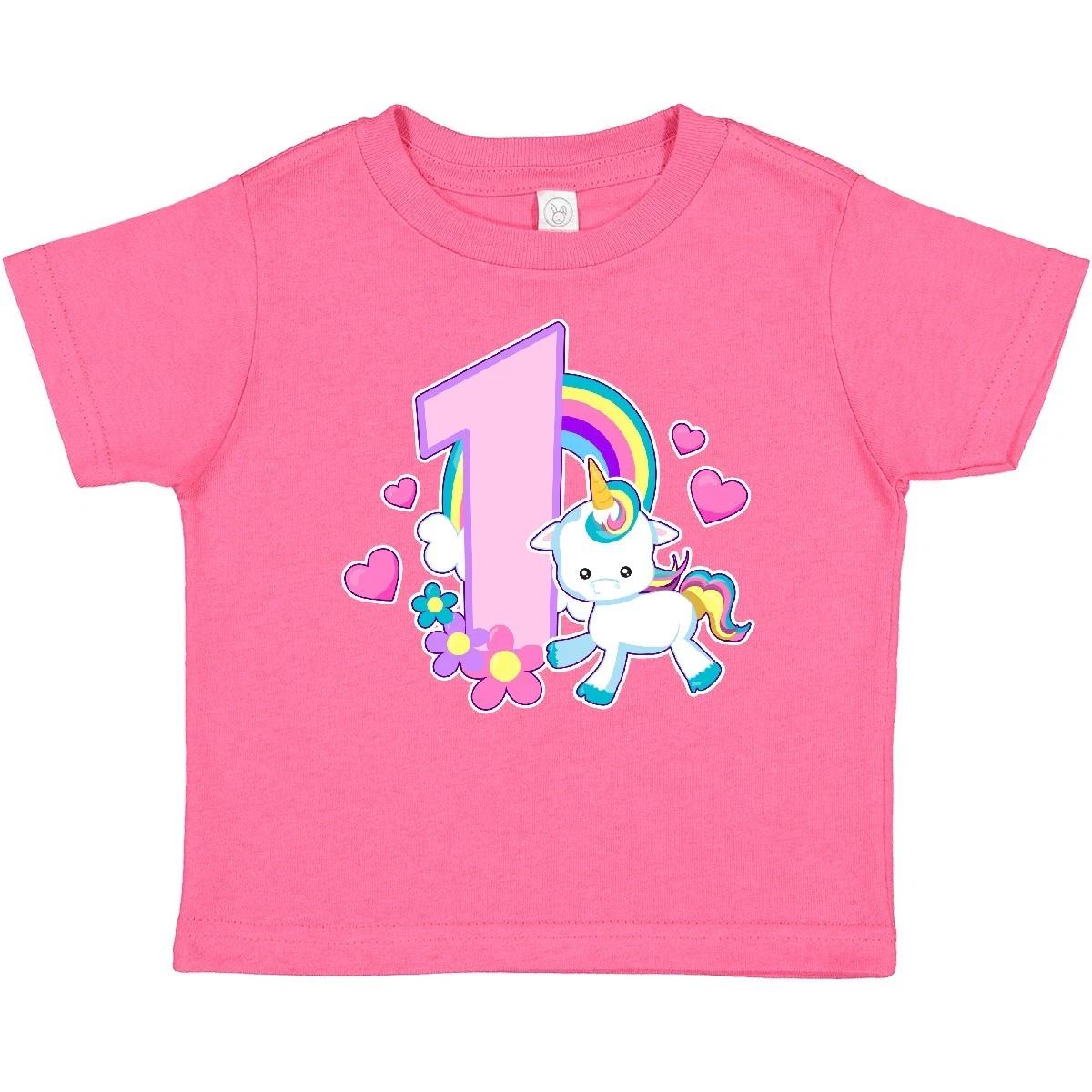 Inktastic I Am 1 Year Old With Unicorn And Hearts Baby T-Shirt Birthdays One 100