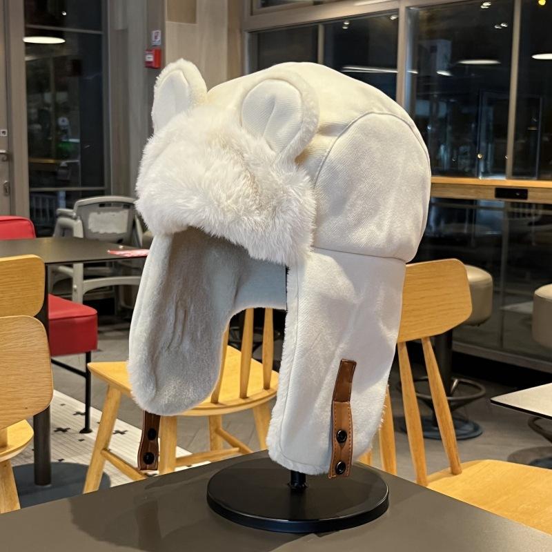 

Шапка женская теплая утолщенная флисовая защитные наушники Northeast Lei Feng Hat вязаная зимняя шерстяная шапка