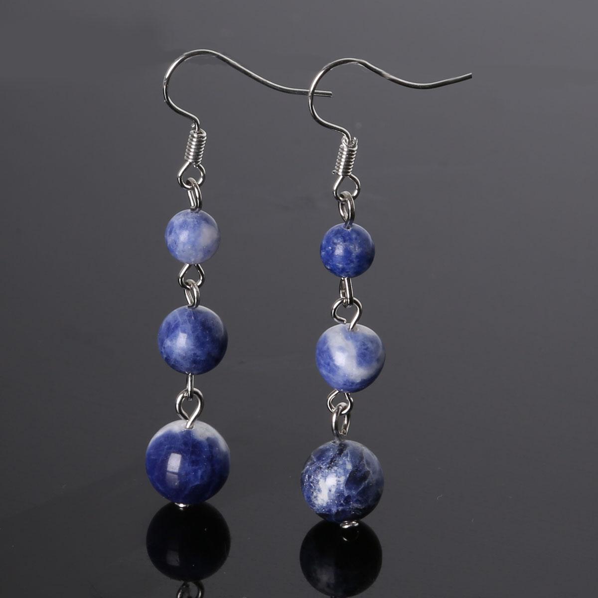 

1 пара винтажных сережек из натурального кварцевого камня, бусины, аксессуары для сережек Blue stripe