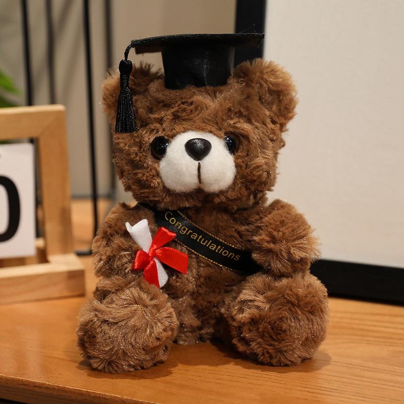 Doctor bear doll wearing doctor hat teddy bear graduation commemorative gift plush toy bear doll