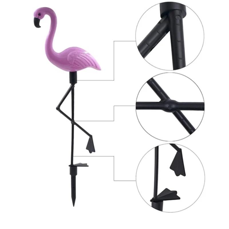New 3 Pcs/set Waterproof LED Solar Lawn Lighting Flamingo Pattern White Light for Outdoor Garden