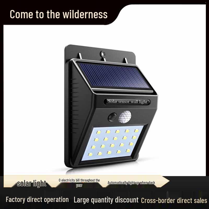 

100 LED Сонячний Датчик Руху Вуличний та Настінний Світильник для Зовнішнього Освітлення