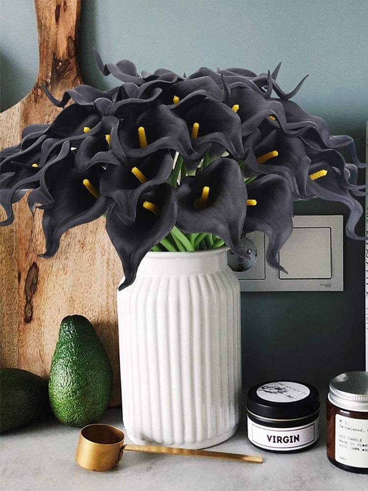 Lot de 24 lys calla artificiels au toucher réaliste, pour bouquet de mariage, décoration de fête