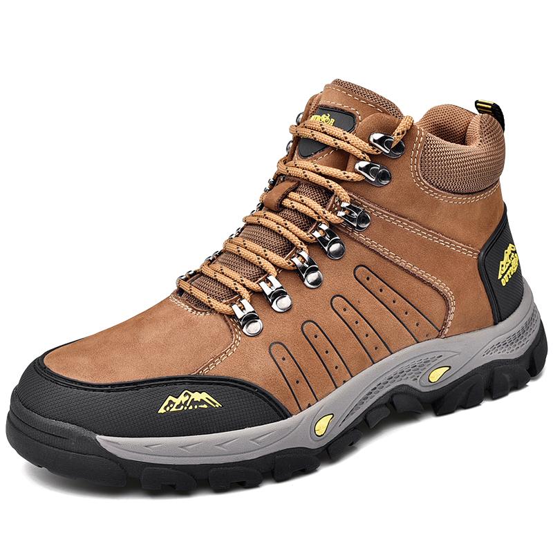 Fashion Brand Men Boots Waterproof Leather Sneakers Super Warm Men's Boots Outdoor Male Hiking Boots Work Shoes Size Camping Hunting