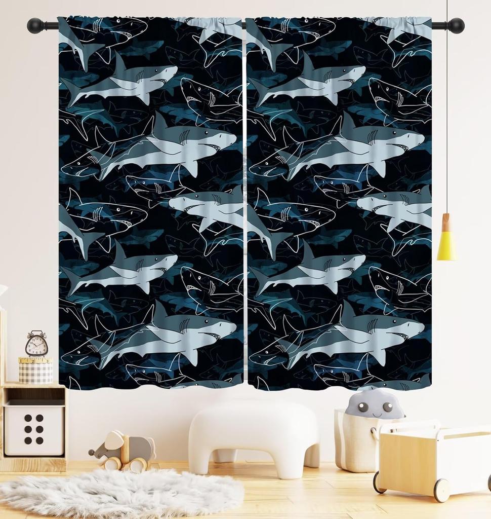 Dinosaur Kids Curtains,Cute Dinosaur Blackout Curtain,Cartoon Dino Pattern Window Treatments Drapes Nursery Boys Girl Bedroom