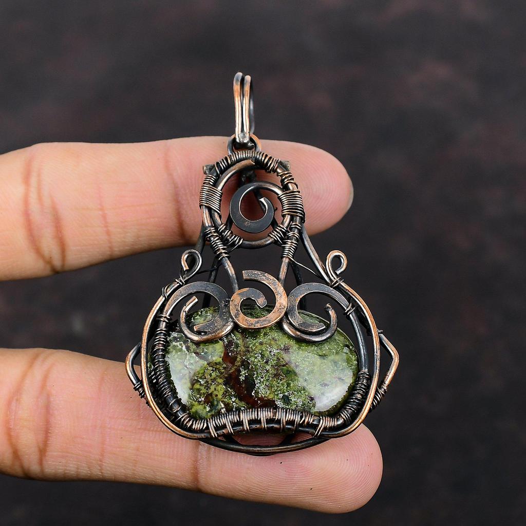Drachenblutstein Anhänger Kupferdraht gewickelt Anhänger Natur Edelstein Handarbeit Anhänger Boho Hippie Schmuck Geschenk für Ihn Kupferdraht Schmuck