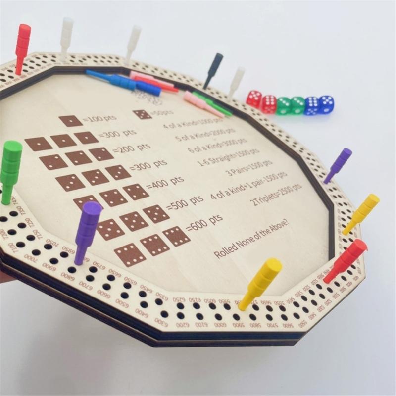 Portable Wooden Board Game Set with Farkle Dices and Dices Tray for Hours of Fun with Friend and Family