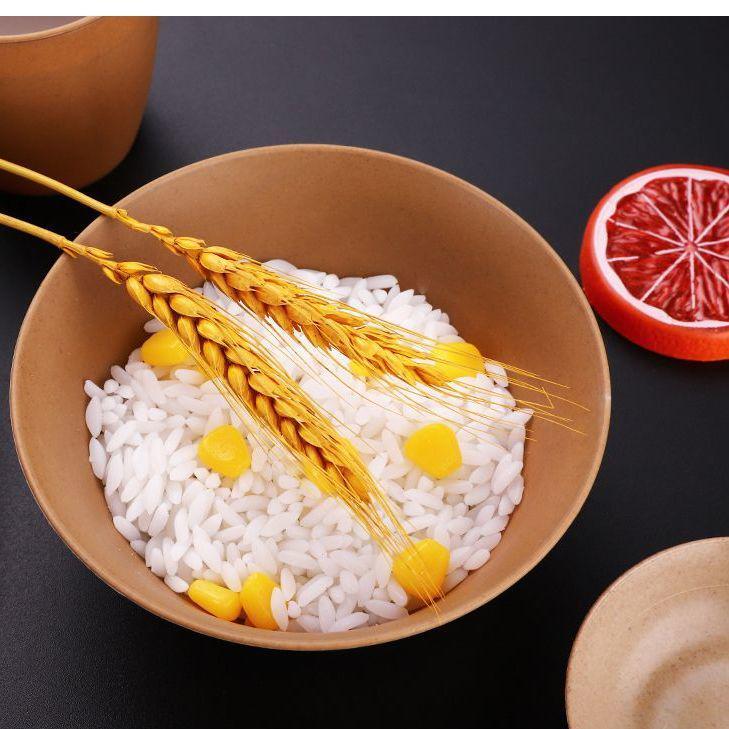 Eco-Friendly Rice Husk Tableware Set: Includes Thickened Bowl, Plate, Chopsticks, Spoon, and Cup for Banquet, Home, or Outdoor Use.