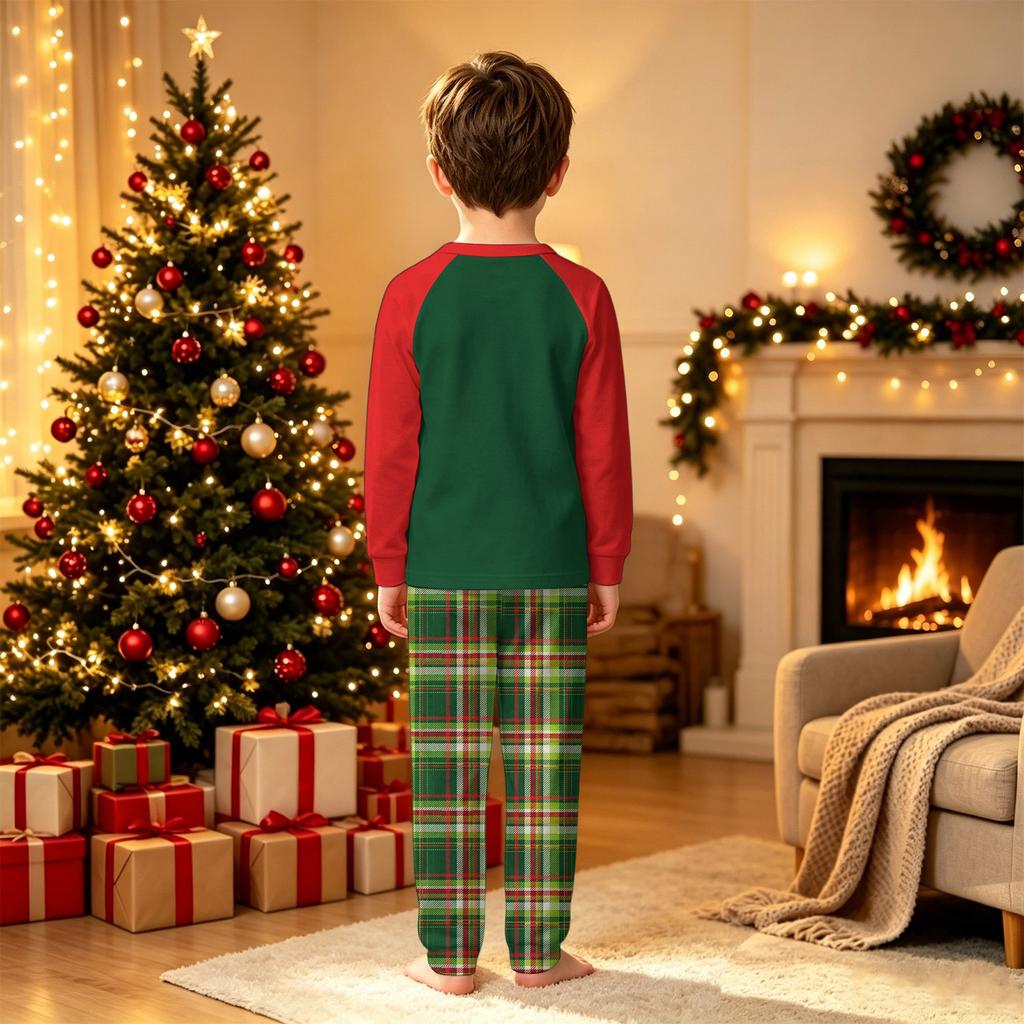 Set de pijama cu imprimeu de Crăciun, asortat pentru familie, cu mânecă lungă și pantaloni, pentru părinți și copii