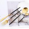 30-piece Black Handle Gold Cutlery Set Matte Finish Dinnerware Set Stainless Steel Knife Fork Spoons Kitchen Utensils Complete