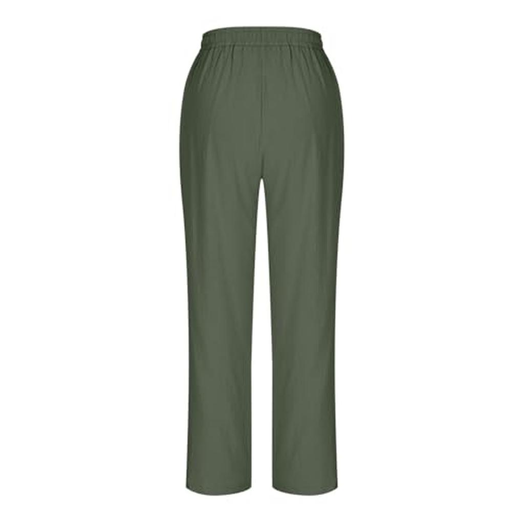 Women's Cropped Pants With Waist Drawstring, Summer Casual Cropped Pants Cotton Cropped Pants