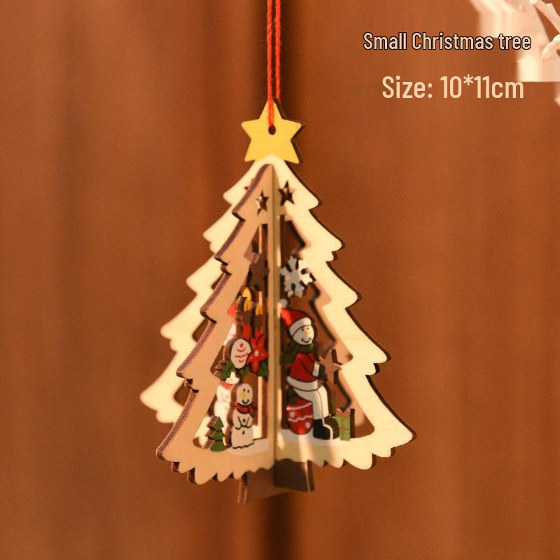 Nordic Wooden Christmas Ornaments: Cartoon Santa Claus & Snowman Pendants