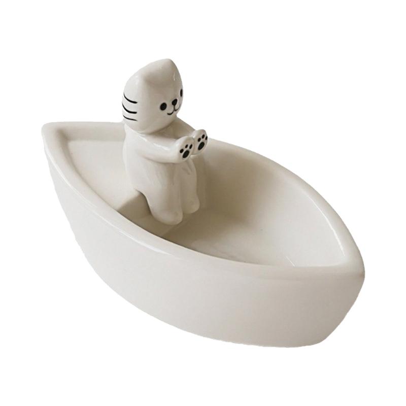 

Cats Warming Paws On Boats Statue Tealight Candle Stand Ceramic Decorative Piece Candlestick Holder For Home Office Decors 1