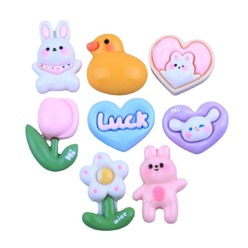 Cartoon Glossy Rabbit Heart DIY Resin Hair Tie & Fridge Magnet Accessories