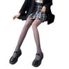 Women's Black Semi-Sheer Nylon Stockings with Fleece Lining - Perfect for Autumn and Winter with Faux See-Through Feature