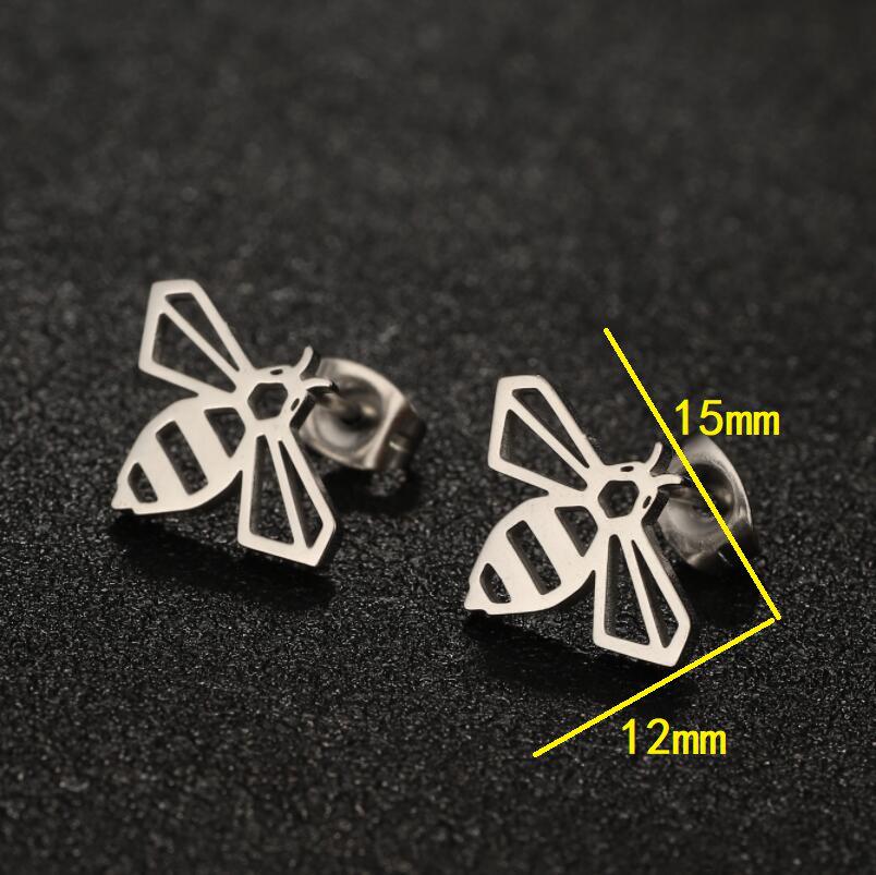 Mini Stainless Steel Cartoon Animal Earrings - Kitten, Deer, Snake, Bee Designs