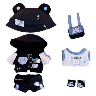 Niannyyhouse 20cm Plush Clothes Parkour Bear Set Hat Jacket Shorts Vest Shoes Backpack Cotton Doll Dress Up Doll Accessories (20cm)
