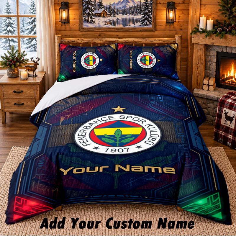 Fenerbahçe FC Pattern Bedding 3Pcs Set Custom Name, Bed Sheet And Pillowcases For Home Bedroom