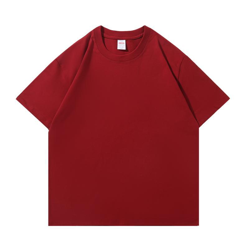Unisex Heavyweight Pure Cotton Solid Color Short Sleeve Round Neck T-shirt