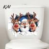 DIY Room Beautification Stickers Christmas Santa Claus And Elk Toilet Stickers, 3D Wall Breaking Decals, Decorative Window Films for Waterproof